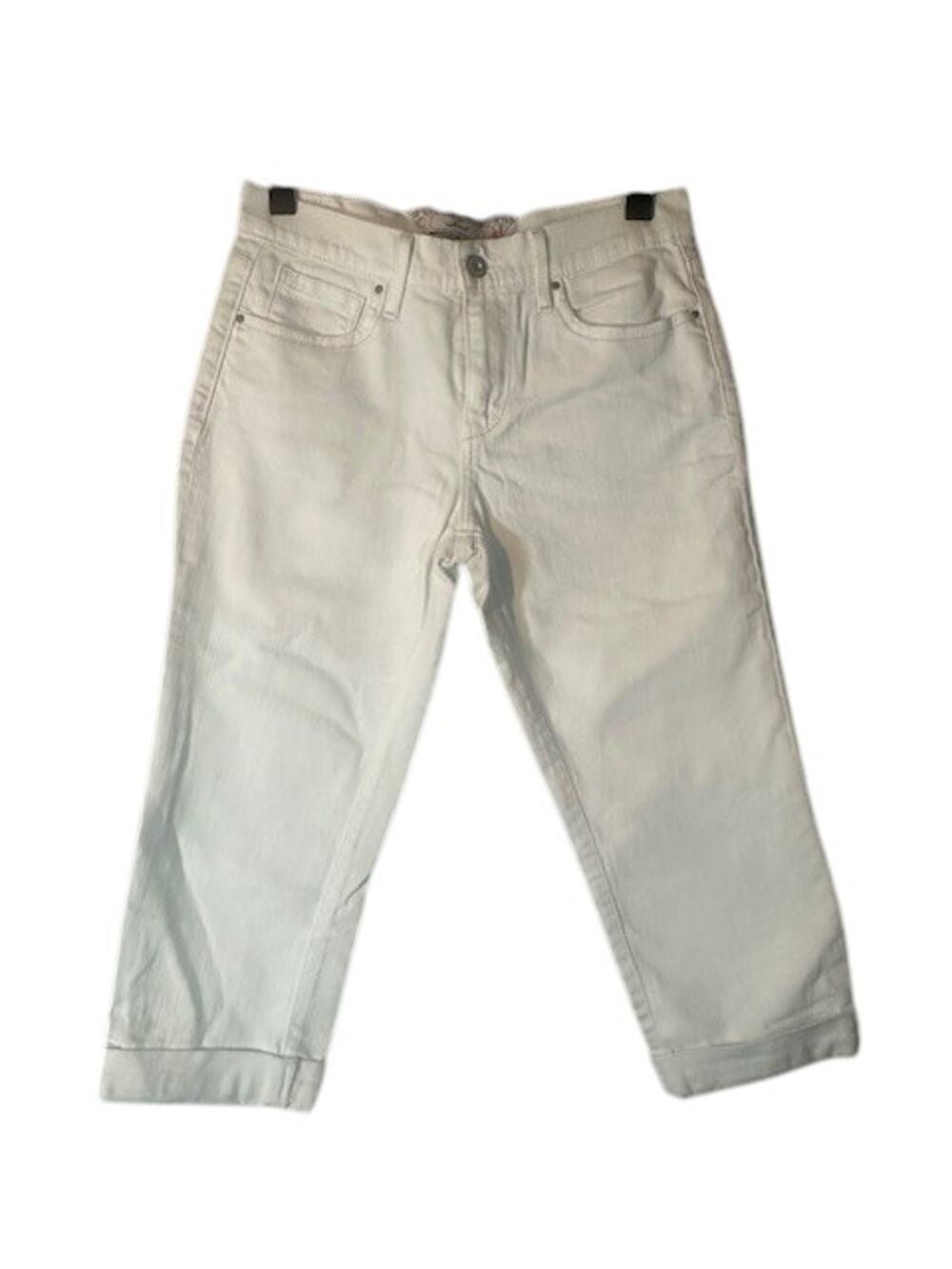 Levi’s Light Pale Blue Cotton Blend Stretch Capri Rolled Trim Jeans Women Sz 4